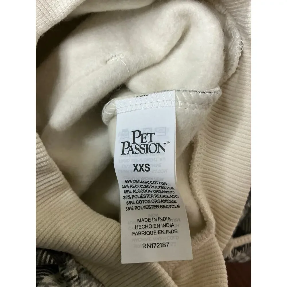 Pet Passion Rocky II Extra Plush Comfy Hoodie XXS Gray Chesterfield Plaid NWT